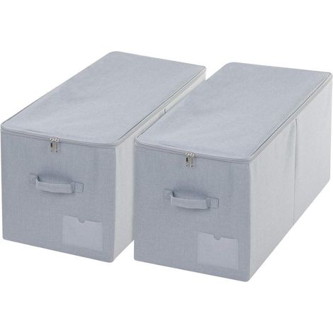 2er Set Aufbewahrungsboxen 60L faltbar mit Deckel und Griffen, Hellgrau (1/5)