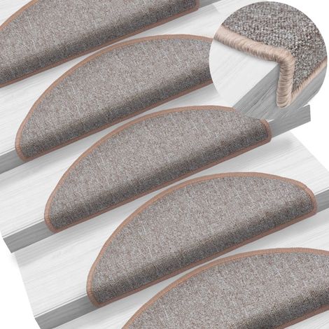 15 pcs Tapis d'escalier, Tapis de marches, Marchettes D'escalier Auto-adhésif sécurité Marron clair 65 x 24 x 4 cm MKS12722 (1/5)