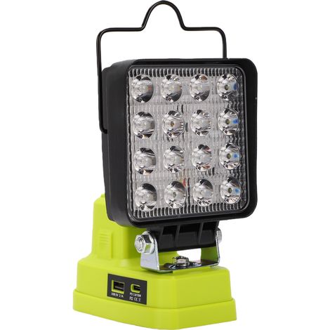 Lampe de travail LED sans fil compatible avec les batteries Ryobi P102, P103, P104, P105, P106, P107 et P108, 38 W, avec ports USB A et C. (1/5)