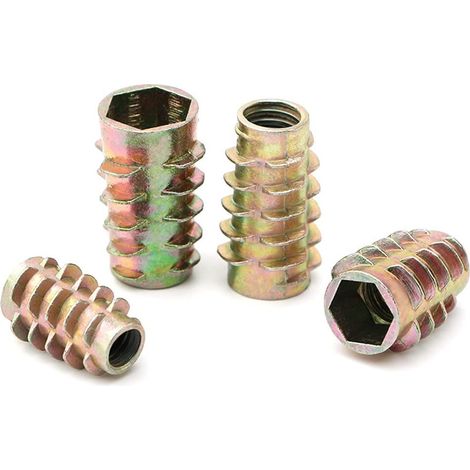 Écrous Inserts Filetés Filetage pour Meubles Écrou Hexagonal Fileté en Alliage de Zinc M6x18mm (20 pcs) (1/5)