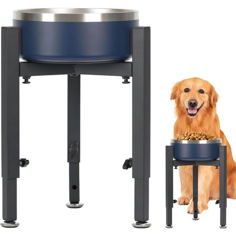 Elevated Dog Bowl - Height Adjustable Stand for Large Medium Small Dogs - Stable Stand for Water and Food - Black (Stand Only) (1/5)