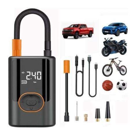 Compresseur d'air portable de gonflateur de pneus,150PSI,Surveillance numérique de manomètre,Pompe à air intelligente pour véhicules, motocyclettes, pneus de vélo et équipements sportifs (1/5)