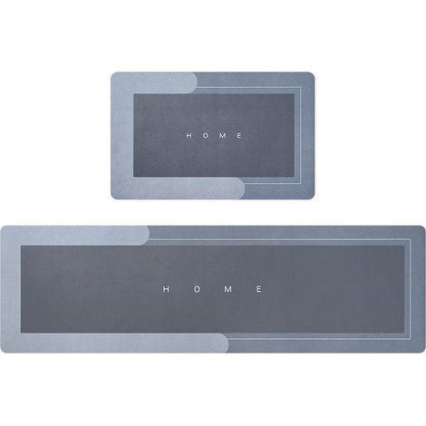 2PCS (40x120cm+40x60cm, Rectangulaire Bleu) Tapis De Sol Antidérapant Long De Cuisine, Tapis De Sol Super Absorbant, Tapis Absorbant l'eau Et l'huile, Tapis De Cuisine Lavable Et à Séchage Rapide (1/5)