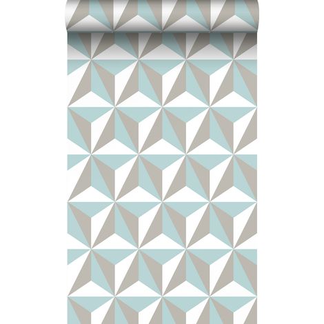 papier peint graphique 3D vert céladon - Origin Wallcoverings (1/5)