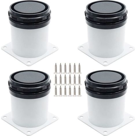 Set of 4 Adjustable Stainless Steel Furniture Legs with Screws - White, 5cm Height - INHHUB (1/5)