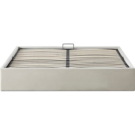 Lit coffre tissu beige Atlas 160x200 cm (1/5)