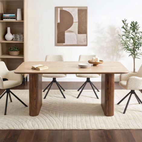 Table à manger 180cm en céramique effet travertin