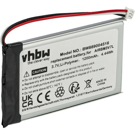 vhbw Akku Ersatz für Autec BH3V7L, AIRBM3V7L für Industrie-Funkfernsteuerung Fernbedienung (1200 mAh, 3,7 V, Li-Polymer, ohne Gehäuse)