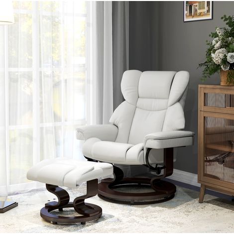 Fauteuil de relaxation électrique massant 79x82x101 cm simili cuir ivoire avec pouf - CHICFURN (1/5)