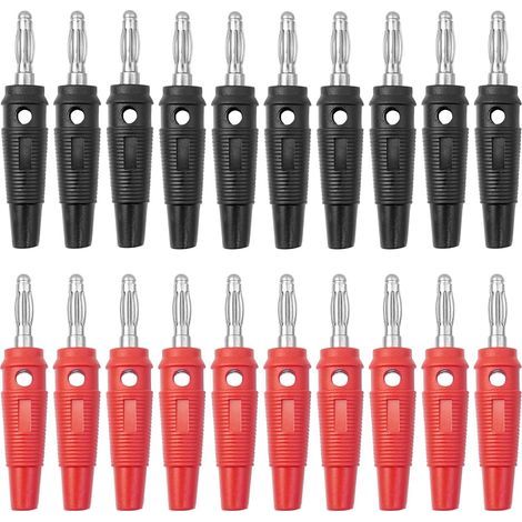 20 Pièces fiche Banane 4mm,10 Rouge & 10 Noir 20A fiche Enceinte Audio Haut Parleur Connecteur pour raccorder Les Enceintes HiFi, amplis, ampli-Tuners et chaînes stéréo Marque : BuxiuGK (1/5)