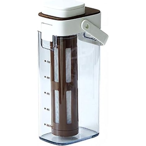 Cafetière à thé glacé portable avec filtre en maille amovible pour la maison, le bureau, les voyages – Design compact en plastique 12,5 x 8,6 x 25,7 cm (blanc) (1/5)