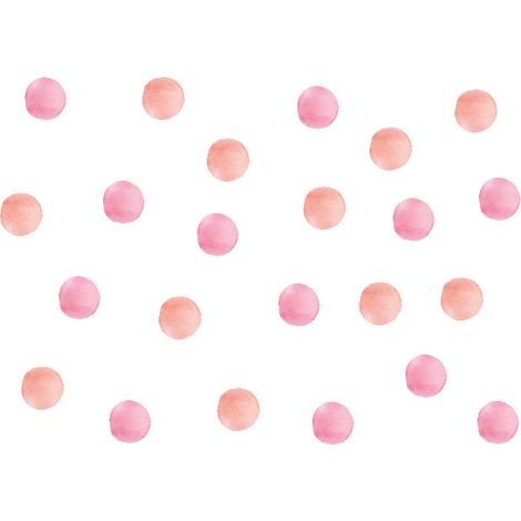 Autocollants décoratifs, 60 autocollants à pois roses aquarelle pour chambre d'enfant, arrangement de jardin d'enfants, autocollants muraux (1/2)