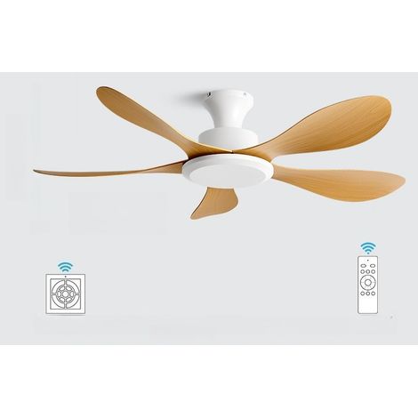 Ventilateur plafond sans lampe 102 cm, pales ABS, moteur silencieux réversible, 5 palesCommande par interrupteur muralBois Finition bois (1/2)