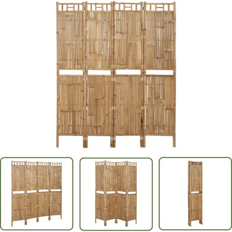 The Living Store 4-tlg. Raumteiler Bambus 160x180 cm - Bambus Raumteiler - Paravent - Raumtrenner - Zimmerteiler - Dekorativer Raumteiler (1/5)