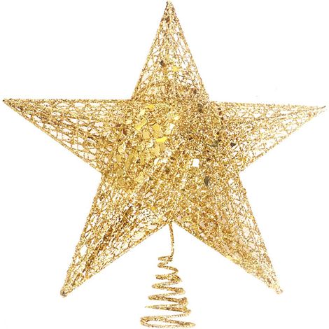 Cimier de sapin étoile dorée 25 cm (1/5)