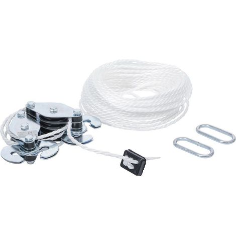 Bgs Technic – Palan léger à corde 180 kg – Hauteur de levage 3 m – Corde de 20 m – Diamètre corde 4 mm – Poulie à articulation sextuple (1/2)