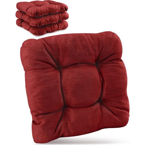 4er Set Premium Stuhlkissen Rot HighLux SK, 40x40x8cm