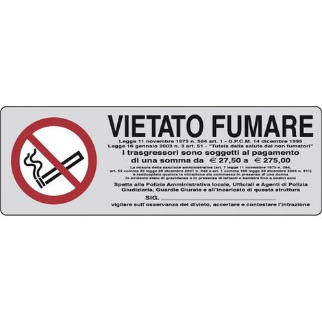 Cartello in Carta Autoadesiva 15x5 cm - VIETATO FUMARE (1/2)