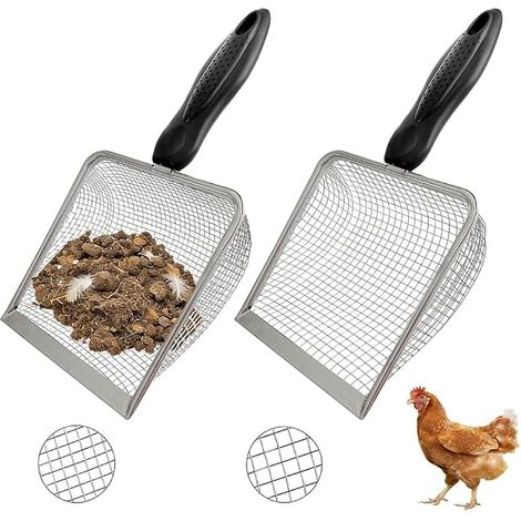 Chicken Scoop Scoop, Chicken Scoop with Mesh Chicken Coop Accessories Suitable for Cleaning Cat Chicken Scoop Small Animals (Square) (1/5)