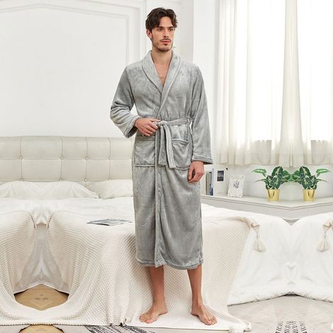 Warm flannel bathrobe for men and teenagers (L) (1/4)