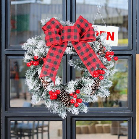 Guirlande De Noël - Boule Avec Nœud Papillon - Pour Porte Fenêtre Ou Mur - Décoration Intérieure Extérieure - 1 Pièce (1/3)