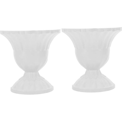 Homoyoyo Lot de 2 pots fleurs en plastique blanc au design antique, (1/4)