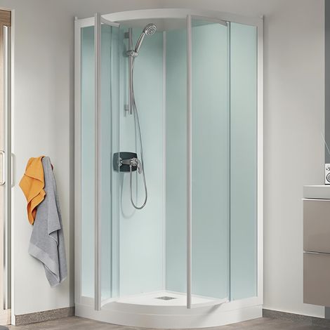Cabine de douche Kineprime glass 80 rond pivotant receveur bas mecanique réf. CA781MTN (1/3)