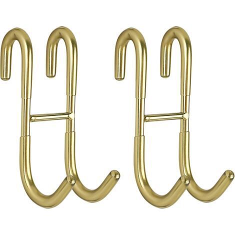 Shower Door Hooks (2 Pack) for Frameless Glass Shower Doors, Towel Bars and Shower Brushes, Gold (1/4)