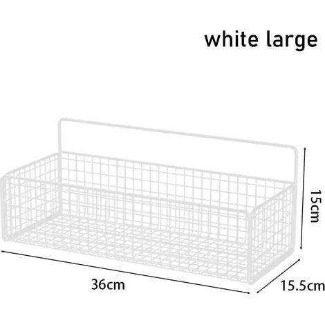 (grand blanc) 1 étagère de rangement murale suspendue pour salle de bain, avec grille, pour shampoing, gel douche et maquillage, sans perçage (1/5)