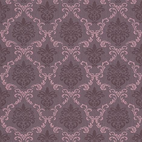 Textiloptik Tapete Profhome 956295 Textiltapete strukturiert im Barock-Stil matt violett 5,33 m2 (1/5)