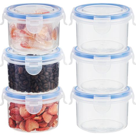 x 300 ml wiederverwendbare Kunststoff-Aufbewahrungsbox mit rundem Deckel für Salate, Müsli, Mehl (300 ml)