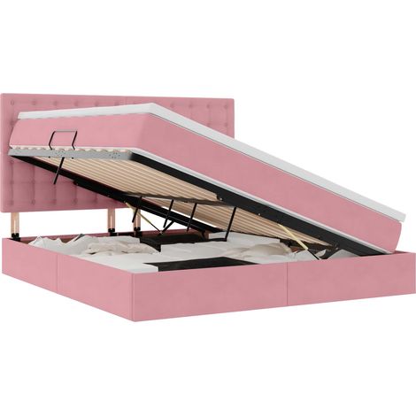 Maison Exclusive - Letto con contenitore e materasso Rosa 180 x 200 cm Velluto