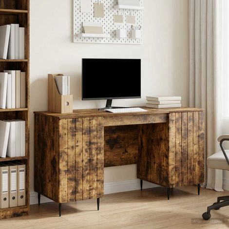 vidaXL Schreibtisch Geräucherte Eiche 142,5 x 50 x 75 cm Holzwerkstoff (1/5)