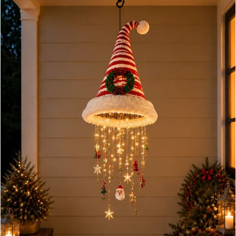 Hot Selling Santa Hat Chandelier Christmas Hat Pendant Lights - 3 Styles of Warm LED Christmas String Lights - C -