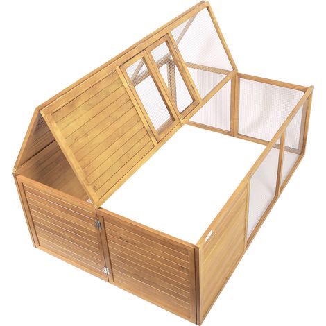 Wiltec Klappbarer Kleintierstall 153 x 110 x 55 cm, Hasenstall aus Tannenholz mit Drahtgitter, Kaninchenstall Freigehege, Freilauf Gehege (1/5)
