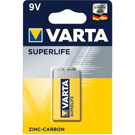 9V SUPERLIFE BLISTER 1PZ BATTERIE ZINCO CARBONE VARTA ENERGY