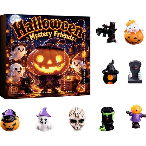 Calendrier d'Halloween à 9 cases, boîte surprise, citrouille fantôme en résine, trou surprise, cadeau, taille L (1/3)