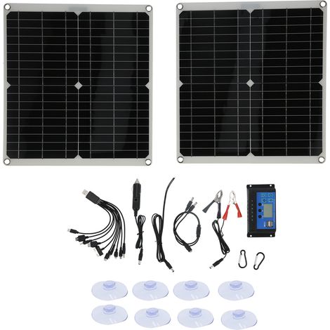 25-W-20-V-Flexibles Solarpanel mit 20-A-Laderegler – 2 Stück, inklusive Kabel und Klemmen (1/5)