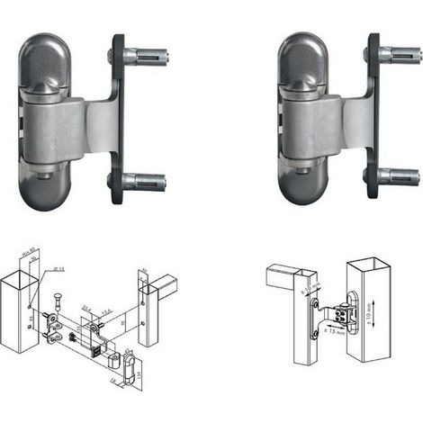 Locinox – Charnières 180° pour porte en métal et alu – Réversibles – Galvanisées à chaud – Système Quick-Fix – Emballées par 2 (1/2)