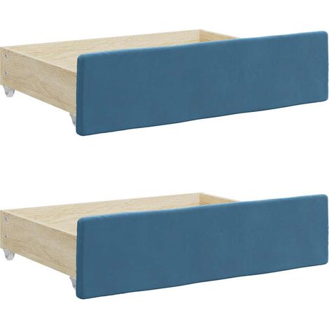 vidaXL Bettunterbett-Schubladen 2 Stück blau aus Holzwerkstoff und Stoff