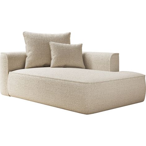 Chaise longue destra in tessuto ciniglia beige - PINETA