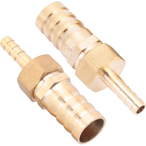 Raccord connecteur réducteur en laiton à embout barbillon pour durite 6-16 mm (lot de 2) (1/5)