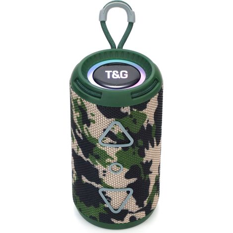 Enceinte Bluetooth portable avec son stéréo à 360°, étanche IPX5, son HiFi de qualité supérieure, design camouflage, idéale pour l'aventure. (1/5)