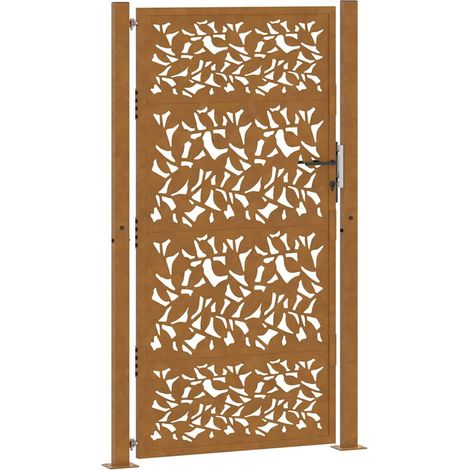 Porte de jardin,Portail de jardin,Portillon acier résistant aux intempéries design feuilles CFW41914 (1/5)