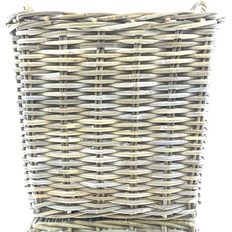 Van der Leeden – Panier cache-pot carré en rotin avec poignées – Gris/naturel, 50 x 50 cm, doublure plastique (1/3)