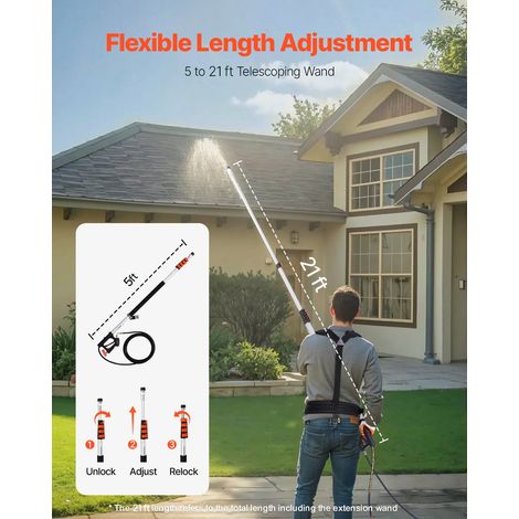Lance Télescopique pour Nettoyeur Haute Pression 6358 mm, Baguette Pulvérisation Télescopique 4000 psi avec Rallonges, Tête Brosse,… (1/5)