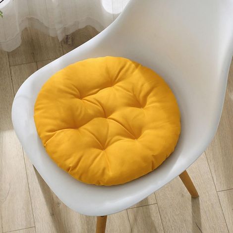 Round Garden Cushions, Comfortable Chair Pads, Indoor and Outdoor Floor Cushions, Solid Color Kitchen Chair Cushion (40x40cm, Yellow) (1/5)
