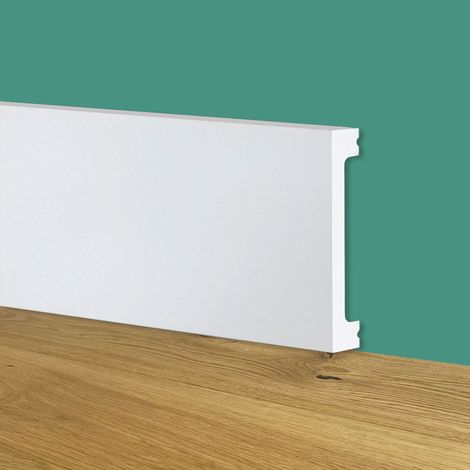 Battiscopa SQUADRATO BIANCO Passacavo 100x13mm in POLIMERI - Polistrutturato (prezzo al metro)