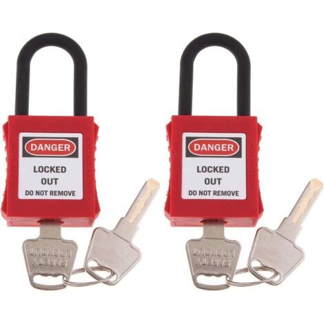 Lot de 2 cadenas de sécurité rouges en plastique d'ingénierie avec étiquette d'isolation énergétique