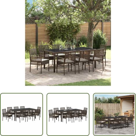 Garten Tisch - Garten Essgruppe 9 pcs Braun Poly-Rattan (1/5)